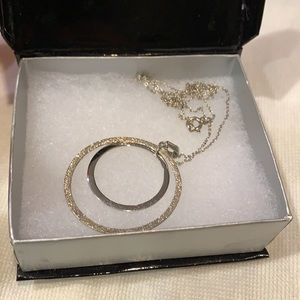 Brand New Sterling Silver Double Circle Pendant and Chain